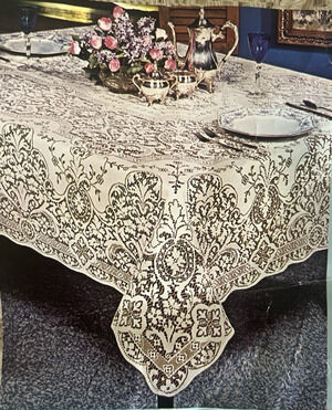 Quaker Lace Pattern 1100 Oblong Tablecloth Embassy Natural Ecru 70"x90" VTG New